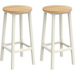 Tabouret de bar - vasagle - lot de 2 - beige chêne et blanc classique - siège haut - cadre en métal Tabouret de bar - vasagle - lot de 2 - beige chêne et blanc classique - siège haut - cadre en métal