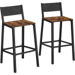 Tabourets de bar vasagle - lot de 2 chaises hautes - style industriel - marron rustique et noir Tabourets de bar vasagle - lot de 2 chaises hautes - style industriel - marron rustique et noir