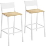 Tabourets de bar - vasagle - lot de 2 - style industriel - beige chêne et blanc Tabourets de bar - vasagle - lot de 2 - style industriel - beige chêne et blanc