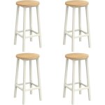 Tabouret de bar - vasagle - lot de 4 - beige chêne - blanc - siège haut - cadre en métal Tabouret de bar - vasagle - lot de 4 - beige chêne - blanc - siège haut - cadre en métal