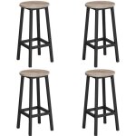 Tabouret de bar - vasagle - lot de 4 - siège haut - cadre en métal - grège et noir classique Tabouret de bar - vasagle - lot de 4 - siège haut - cadre en métal - grège et noir classique