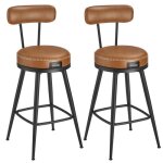 Tabouret de bar - vasagle - si�ge rembourr� - style moderne mi - si�cle - marron caramel