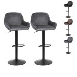 Tabouret de bar velours lot de 2 - hsturyz - hauteur rglable - repose - pieds chroms - gris