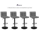 Tabourets de bar en velours - quiienclee - lot de 4 - gris fonc� - m�tal - classique - intemporel