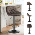 Tabourets de bar en velours - xuanyu - réglable - marron - lot de 6 Tabourets de bar en velours - xuanyu - réglable - marron - lot de 6
