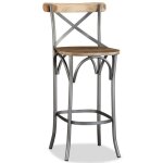 Tabouret de bar - vidaxl - bois de manguier massif - design unique - style industriel - gris Tabouret de bar - vidaxl - bois de manguier massif - design unique - style industriel - gris
