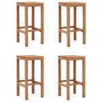 Tabourets de bar - vidaxl - bois de teck - lot de 4 - style contemporain - intrieur