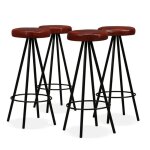 Tabourets de bar - vidaxl - cuir véritable - marron - lot de 4 Tabourets de bar - vidaxl - cuir véritable - marron - lot de 4
