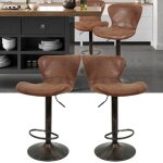 Tabourets de bar vintage marbr� marron - jeobest - lot de 2 - confortable et ergonomique - r�glable en ...