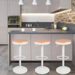 Tabouret de bar vintage rustique pour cuisine - homewell - lot de 4 - blanc - bois massif - r�glable ...