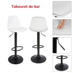 Tabouret de bar - willonin - réglable en hauteur - dossier - 360° - lot de 2 - blanc + noir Tabouret de bar - willonin - réglable en hauteur - dossier - 360° - lot de 2 - blanc + noir