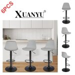 Tabouret de bar - xuanyu - lot de 6 - hauteur r�glable 82 - 102 cm - design contemporain - gris