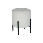 Tabouret bas coffre de rangement en tissu bouclette et métal noir - crème - ezel Tabouret bas coffre de rangement en tissu bouclette et métal noir - crème - ezel