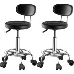 Tabouret de bureau  roulettes rglable en hauteur pivotant avec dossier ergonomique - vivolil - noir ...