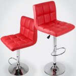 Tabouret chaise de bar - miadomodo - set de 2 en simili cuir et m�tal - r�glable en hauteur - rouge