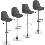 Tabourets chaises de bar rglables cuisine - jeobest - lot de 4 - simili - gris