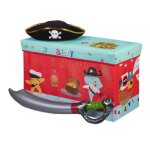 Relaxdays tabouret coffre  jouets bote  jouets couvercle pouf enfant pliable rangement pirate 50l ...