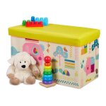 Relaxdays tabouret coffre � jouets bo�te � jouets couvercle pouf enfant pliable rangement fille gar�on ...