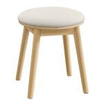 Tabouret de coiffeuse pieds antidérapants style bohème blanc crème et beige chêne Tabouret de coiffeuse pieds antidérapants style bohème blanc crème et beige chêne