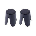 Set de 2 tabourets empilables bleu marine. bouclette textur�e. niki. �30 / 44 x h46cm