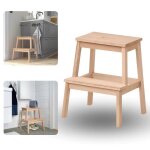 Tabouret avec marchepied - ikea - bekv�m - bois massif - 50 cm - marron