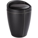 Tabouret panier  linge - wenko - candy - simili - noir - 20 litres