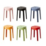 Tabouret en plastique - flasidu - lot de 6 - empilable - portable - 30cm diam�tre - 46cm hauteur