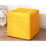 Tabouret de rangement - cuir - jaune - 30x30x35 cm - insonorisé - design contemporain Tabouret de rangement - cuir - jaune - 30x30x35 cm - insonorisé - design contemporain