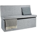 Relaxdays tabouret de rangement pliant en lin avec dossier appui - dos h x l x p : 73 x 114 x 38 cm gris ... Relaxdays tabouret de rangement pliant en lin avec dossier appui - dos h x l x p : 73 x 114 x 38 cm gris ...