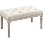 Homcom - banc banquette - polyester au toucher lin - 80x40x43cm - beige
