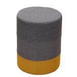 Tabouret repose - pieds pouf rond bois tissu jaune gris - mobili rebecca - style urbain Tabouret repose - pieds pouf rond bois tissu jaune gris - mobili rebecca - style urbain