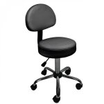 Tabouret rond à roulettes avec dossier réglable en hauteur de 50 à 64 cm et pivotable à 360° - noir - ... Tabouret rond à roulettes avec dossier réglable en hauteur de 50 à 64 cm et pivotable à 360° - noir - ...