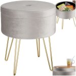 Tabouret - tectake - tabouret ava avec coffre de rangement 105 l aspect velours et table dappoint 375 ...