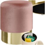 Tabouret - tectake - pouf sarina coffre de rangement rond en velours 36 cm x 445 cm 300 kg poids support� ...