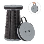 Tabouret pliable - portable - gris noir - charge max 150kg - rglable en hauteur - extrieur