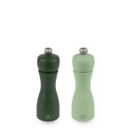 Duo de moulins  poivre et  sel - peugeot - tahiti - bois pefc - 15 cm - vert menthe et mousse