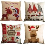 Taie doreiller lot de 4 en coton et lin noël wapiti le père noël bonhomme de neige nain imprimé housse ... Taie doreiller lot de 4 en coton et lin noël wapiti le père noël bonhomme de neige nain imprimé housse ...