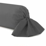 Taie de traversin - homerokk - 45x135 cm - 100% coton - gris fonc� - tissu r�sistant