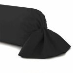 Taie de traversin - noir - 45 x 185 cm - 100% coton - tissu trait� - r�sistance intensive