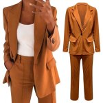 Tailleur femme 2 pices elegant slim fit blazer veste formel bureau travail pantalon costume revers manteau ...