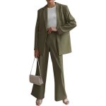 Tailleur femme 2 pices elegant - vert - slim fit blazer veste formel bureau travail pantalon costumes ...