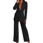 Tailleur femme ensembele pantalon et veste 2 pieces blazer chic et elegant couleur unie slim fit formel ...