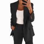 Tailleur femme ensemble pantalon chic et elegant couleur unie slim fit blazer veste formel bureau travail ...