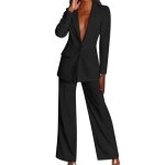 Tailleur femme - slim fit - noir - ensemble pantalon et veste 2 pices - formel bureau travail office ...