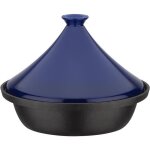 Tajine fonte massive - gsw - 30 x 22 cm - couvercle c�ramique - induction - bleu
