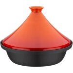 Tajine fonte massive - gsw - 30 x 22 cm - couvercle c�ramique - induction - orange
