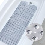 Tapis de bain antiderapant - freosen - 100x40cm - ventouses solides - gris