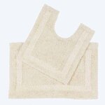 Tapis de bain pur coton haut de gamme 2 pi�ces cr�me