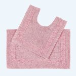 Tapis de bain et contour wc en coton ? rose poudr�