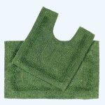 Tapis de bain et contour wc en coton ? vert bouteille